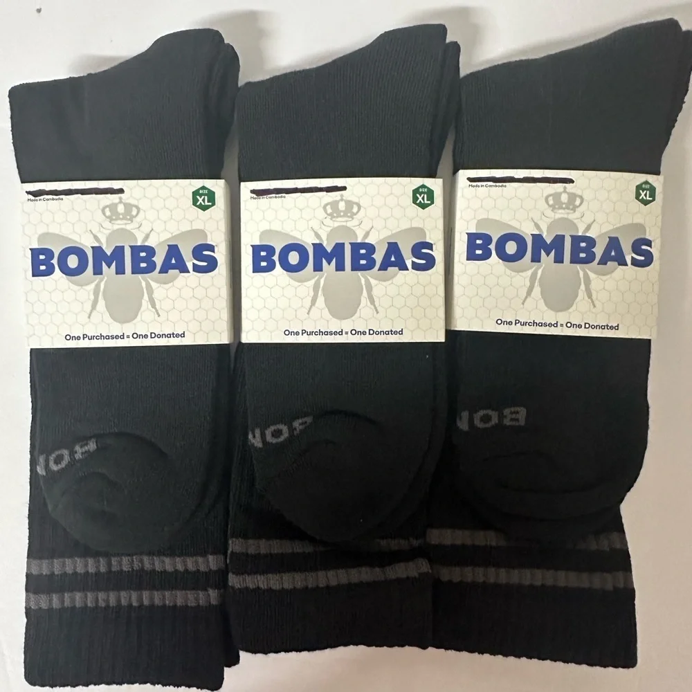 Bombas  Black Socks 3 pairs Size M/L/XL